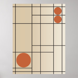 Affiche Dérive osseuse n° 1 Art géométrique beige + terrac