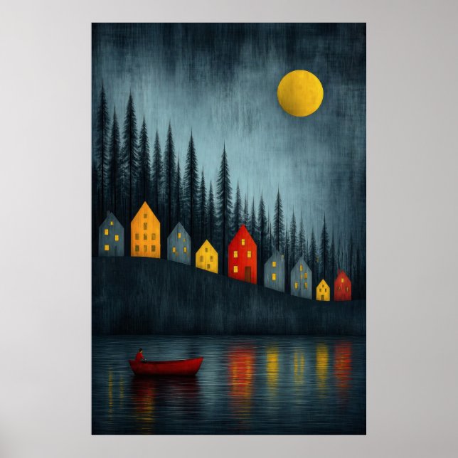 Affiche Dérive silencieuse sous la lune dorée (Devant)