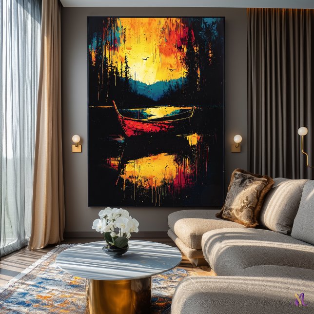 Affiche Dérive vers le feu – Bateau abstrait expressionnis (Créateur téléchargé)
