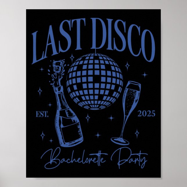 Affiche Dernier Disco Bachelorette Party Est. Équipe 2025 (Devant)