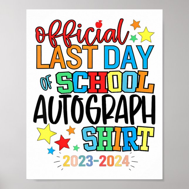 Affiche Dernier Jour De L'École Autographe Maternelle Grad (Devant)