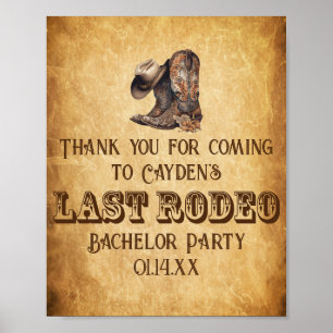 Affiche Dernier Rodeo Cowboy Grunge Brown Bachelor Party