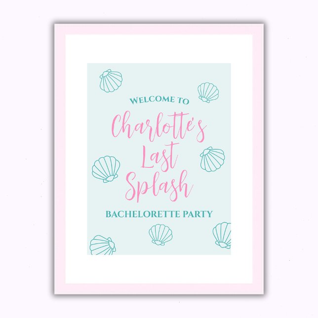 Affiche Dernier Splash Seashell Beach Bachelorette Bienven (Last Splash Seashell Beach Bachelorette Welcome Poster)