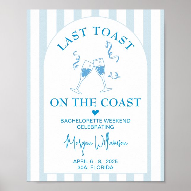 Affiche Dernier Toast Sur La Côte Bachelorette Panneau, Bi (Devant)