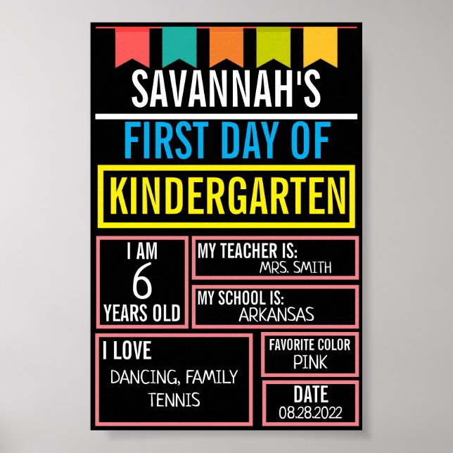 Affiche Dernière journée de l'école Chalkboard pour enfant (Devant)