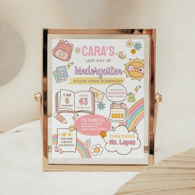 Affiche Dernière journée de retour à la commission scolair (Back to School Last Day Board Sign)