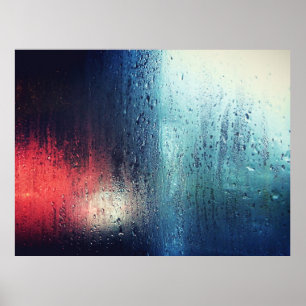 AFFICHE DÉROULEMENT DE LA PLUIE SUR LA FENÊTRE