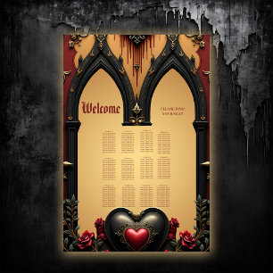 Affiche Des accents dorés, des roses rouges et un coeur :
