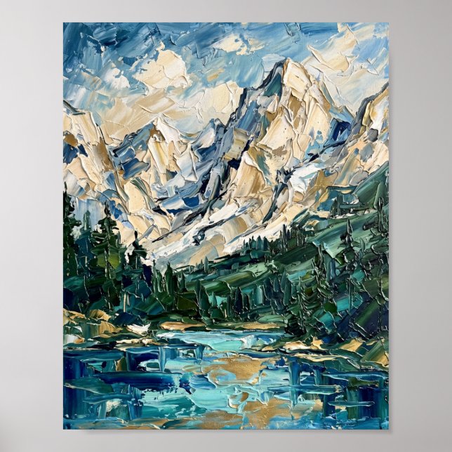Affiche des Alpes suisses Peinture à l'huile abstr (Devant)