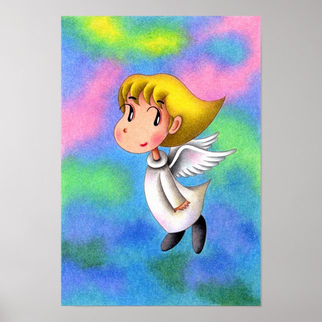 Affiche Des anges volant dans le ciel. (Devant)