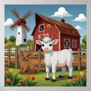 Affiche des animaux de la ferme mignons