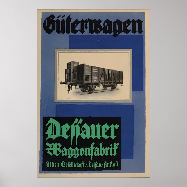 Affiche des chemins de fer allemands Dessau Train  (Devant)