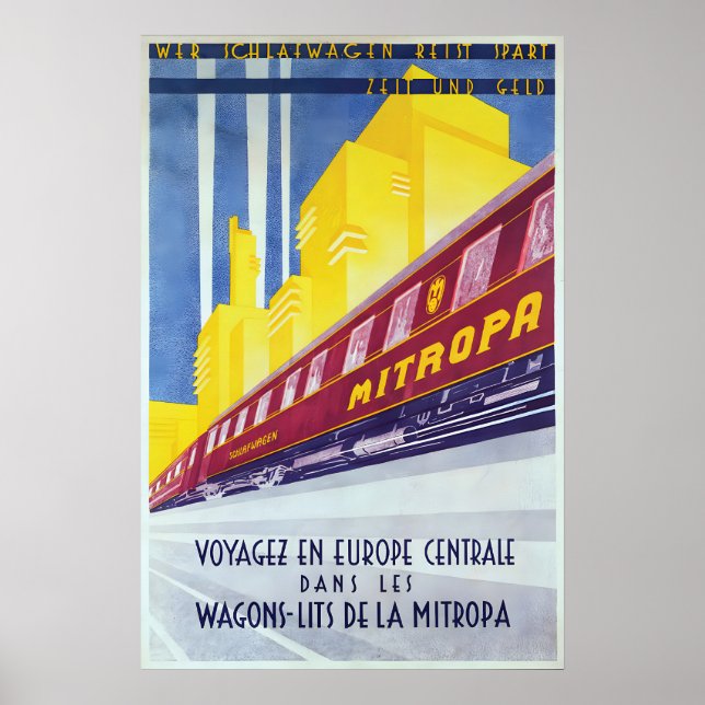 Affiche des chemins de fer allemands Qui voyage en (Devant)