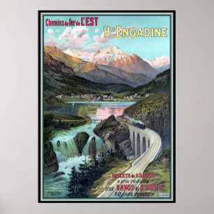Affiche des chemins de fer pour Davos et St. Morit