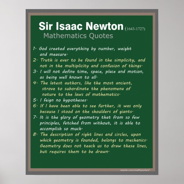 Affiche des citations d'Isaac Newton (Devant)