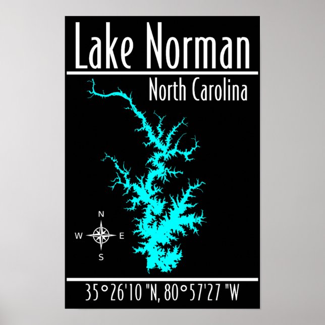 Affiche des coordonnées de la carte du lac Norman  (Devant)