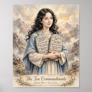 Affiche des Dix Commandements de la Bible KJV - Fe