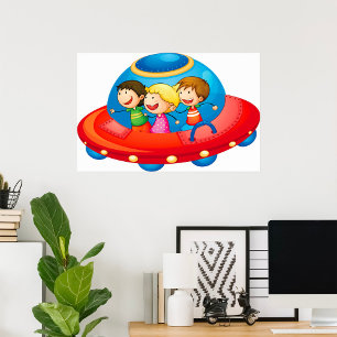 Affiche Des enfants dans une aventure spatiale à bord d'un