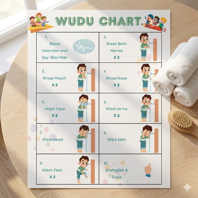 Affiche des étapes du Wudu pour les enfants Tablea (Créateur téléchargé)