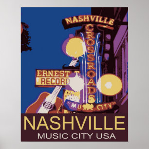 Affiche des Etats-Unis de ville de musique de