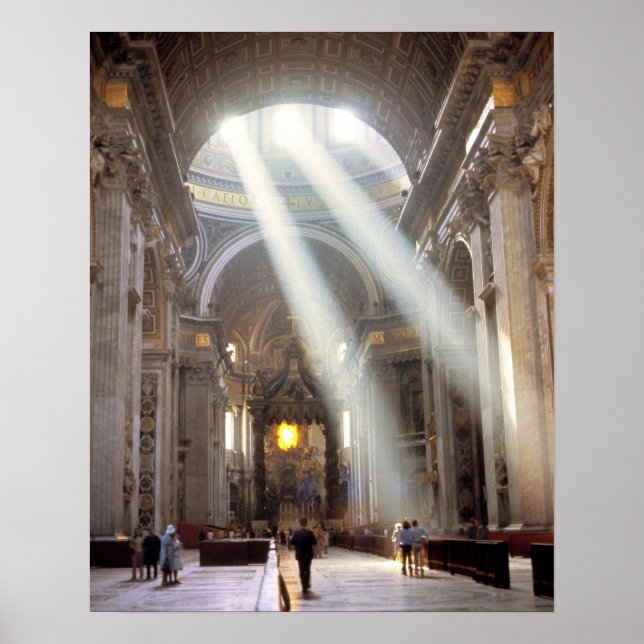 Affiche Des faisceaux de lumière solaire se déversent à tr (Devant)