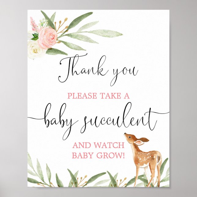 Affiche Des faveurs succulentes signent baby shower de cer (Devant)