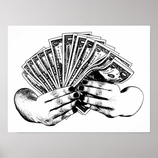 Affiche des femmes mains tenant des billets en dollars arg (Devant)