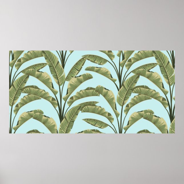 Affiche Des feuilles de bananes sans couture. motif tropic (Devant)