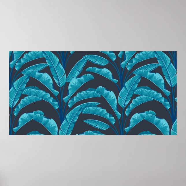 Affiche Des feuilles de bananes sans couture. motif tropic (Devant)