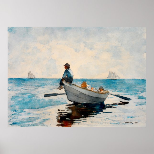 Affiche Des garçons dans un dory par Winslow Homer (Devant)
