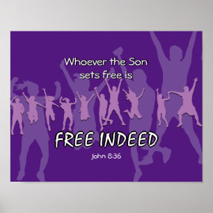Affiche DES GENS LIBRES Dansant   John 8:36 PURPLE