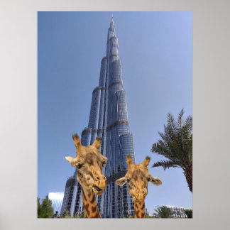Affiche Des girafes extravagantes à Burj Khalifa Wall Art