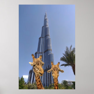 Affiche Des girafes extravagantes à Burj Khalifa Wall Art