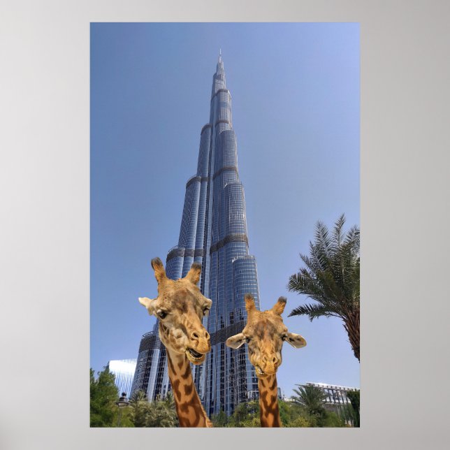 Affiche Des girafes extravagantes à Burj Khalifa Wall Art (Devant)