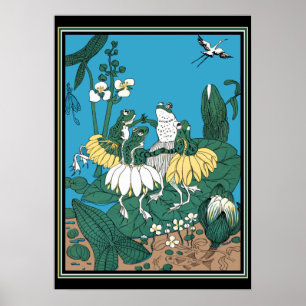 Affiche Des grenouilles dansent sur un Lilypad