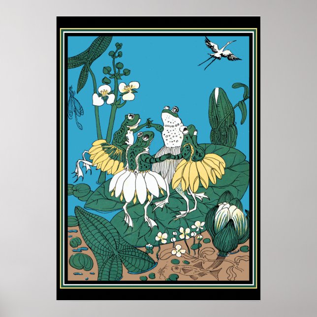 Affiche Des grenouilles dansent sur un Lilypad (Devant)