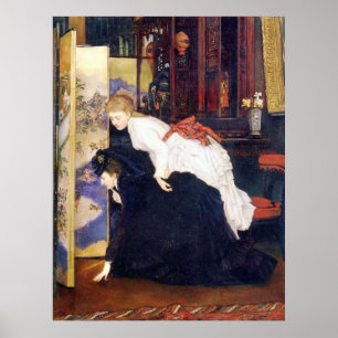 Affiche Des jeunes femmes regardent des objets japonais