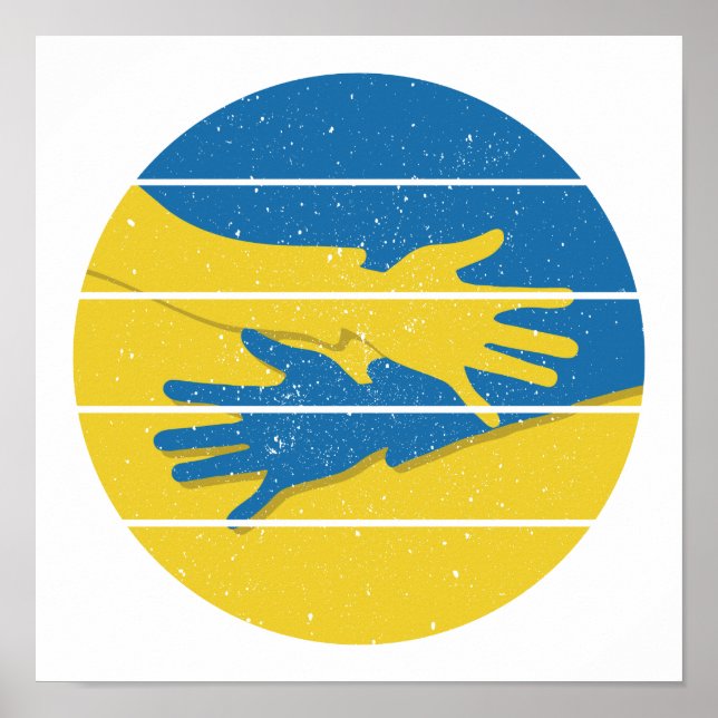Affiche Des mains minimalistes pour soutenir l'Ukraine, sa (Devant)