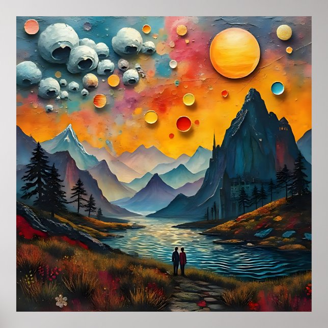 Affiche Des miracles éternels de paysages aliens fantastiq (Devant)