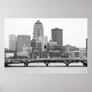 Affiche Des Moines en B&W