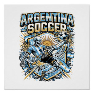 Affiche des Nations de football squelette d'Argent