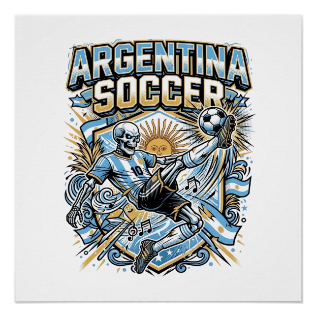 Affiche des Nations de football squelette d'Argent (Devant)