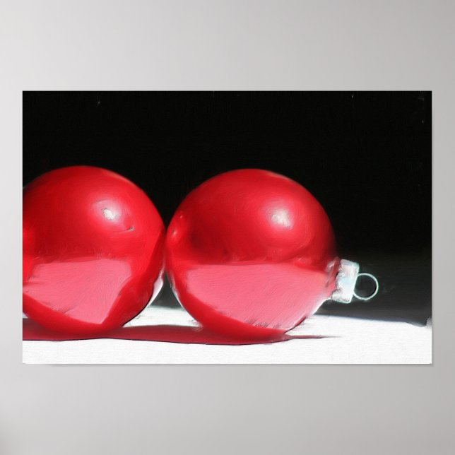 Affiche des ornements de Noël rouge (Devant)