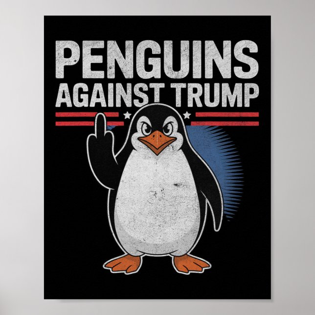 Affiche Des palmes de pingouin contre Trump résistent enco (Devant)