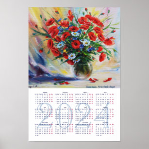 Affiche Des pavots d'été. Calendrier des beaux-arts 2024