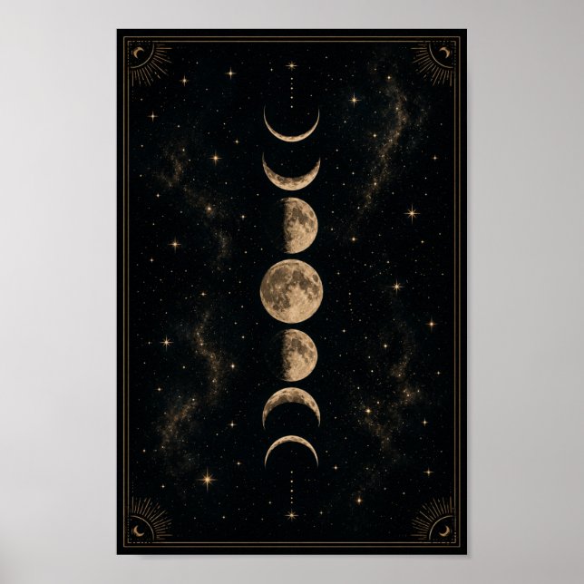 Affiche des phases lunaires célestes | Art mural l (Devant)
