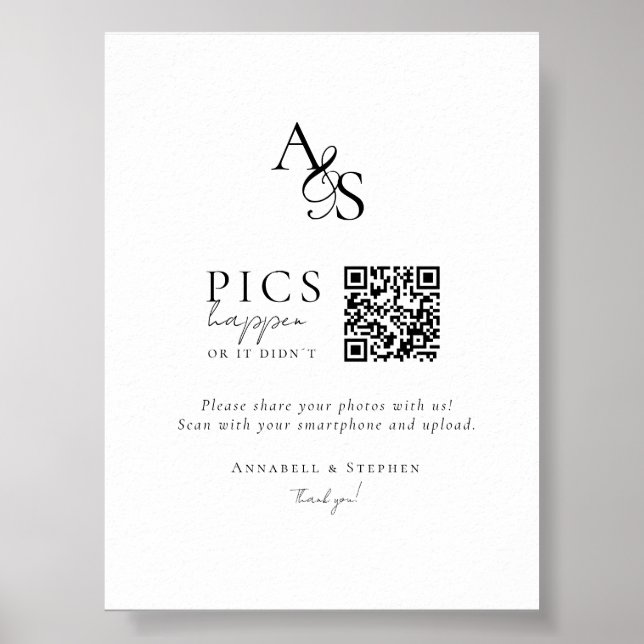 Affiche Des photos ! Photo, QR-Code, Mariage (Devant)
