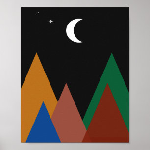 Affiche Des pics silencieux sous une photo de lune de croi