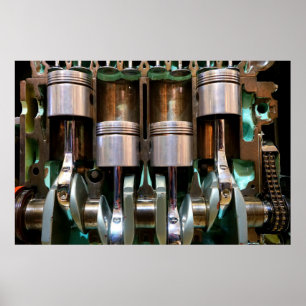 affiche des pistons de moteur de voiture