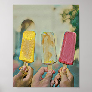 Affiche Des popsicles de crème glacée colorée